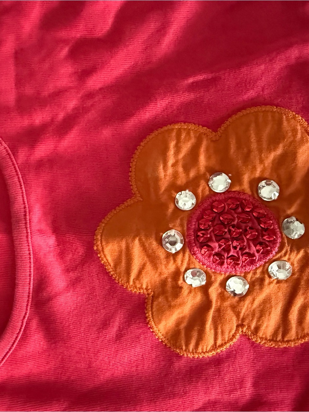 Gymboree Hot Pink Short Sleeve Tee with Orange Flower Applique